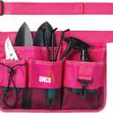 UNCO- Adjustable Gardening Belt, Pink, 7 Pockets, Wear, Cut and Water Resistant, Garden Tool Belt Pouch, Waist Apron with Pockets