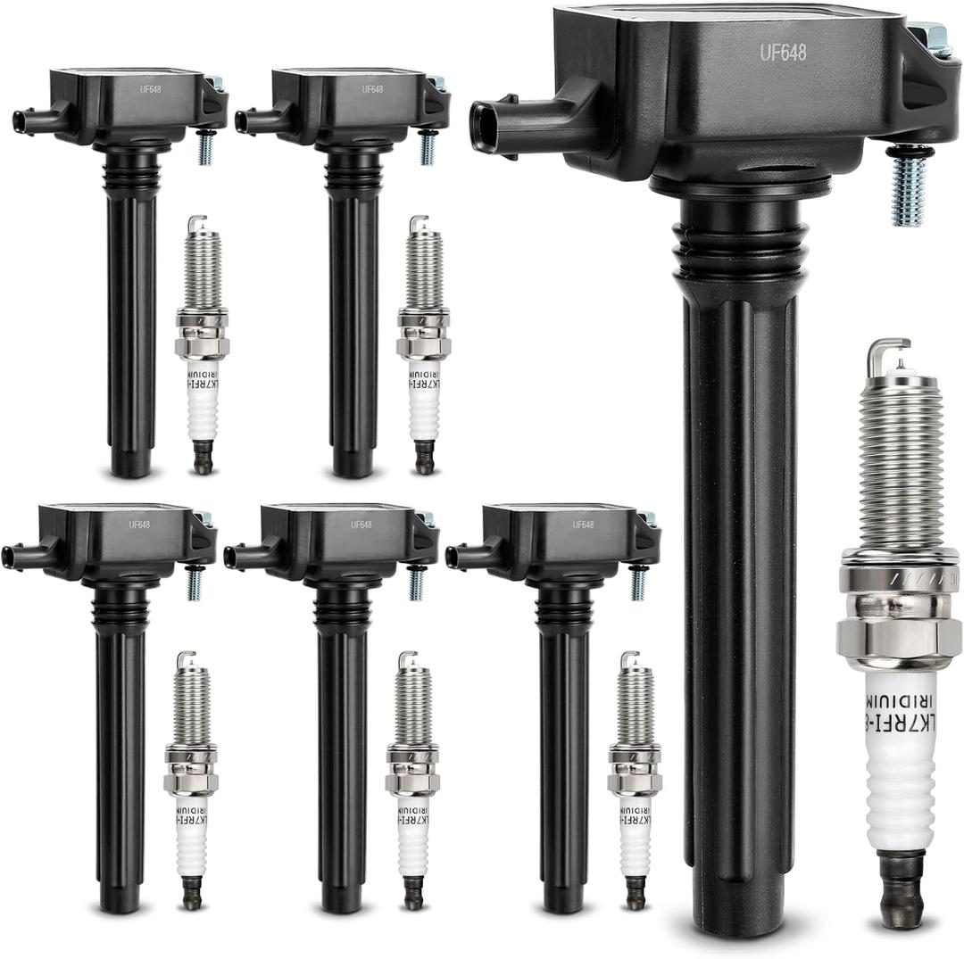 UF648 Ignition Coil &97390 Double Iridium Spark Plug For Chrysler 200 300 TOWN & COUNTRY/Dodge Avenger Challenger Charger Durango Grand Caravan Journey/Jeep Wrangler/Ram 1500 2500 3500 C1791 UF648