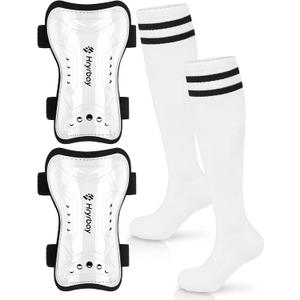 Hryrbay Kids Soccer Shin Guards and Socks Toddler Soccer Shin Pads Protective Defender Gear for Boys Girls Ages 3-15 Great for Training, Matches, Inspired by the World Cup, Size: Medium
