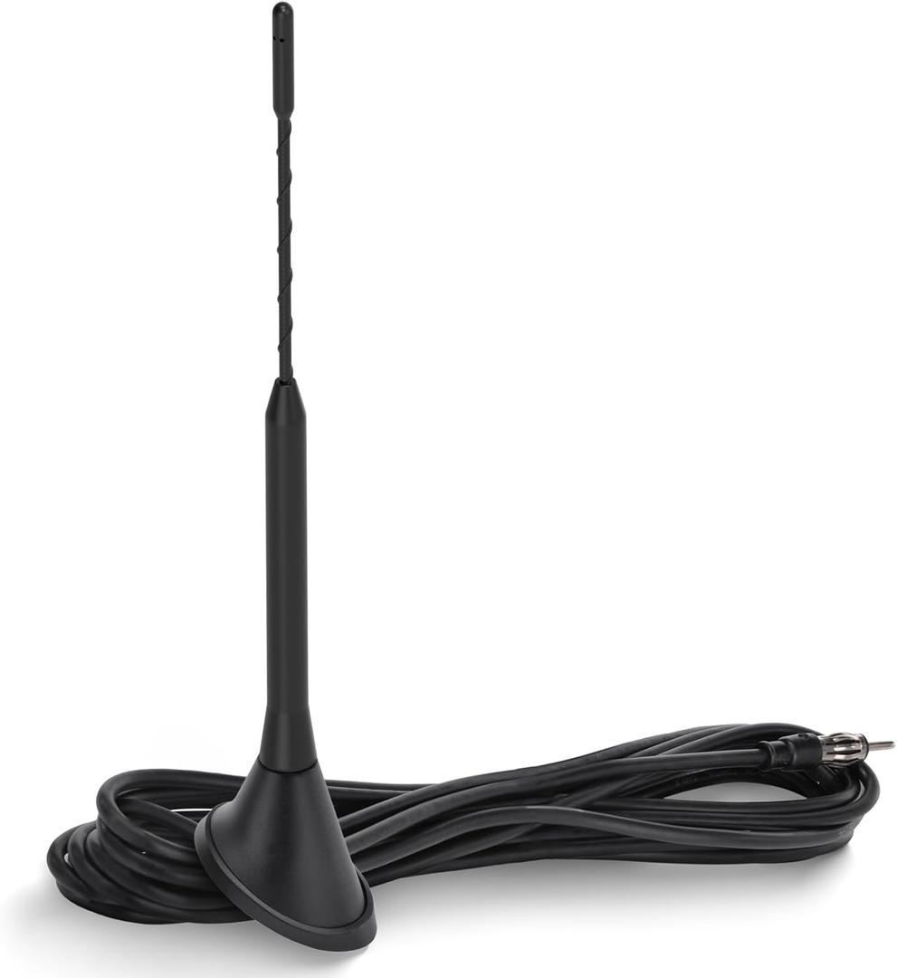 SZSAUTO Car AM FM Stereo Radio Antenna 9.06 Inches Universal Car Truck Roof Mounted Antenna Replacement with DIN Plug Connector Mount Base for Vehicle Stereo Receiver Head Unit FM HD Radio