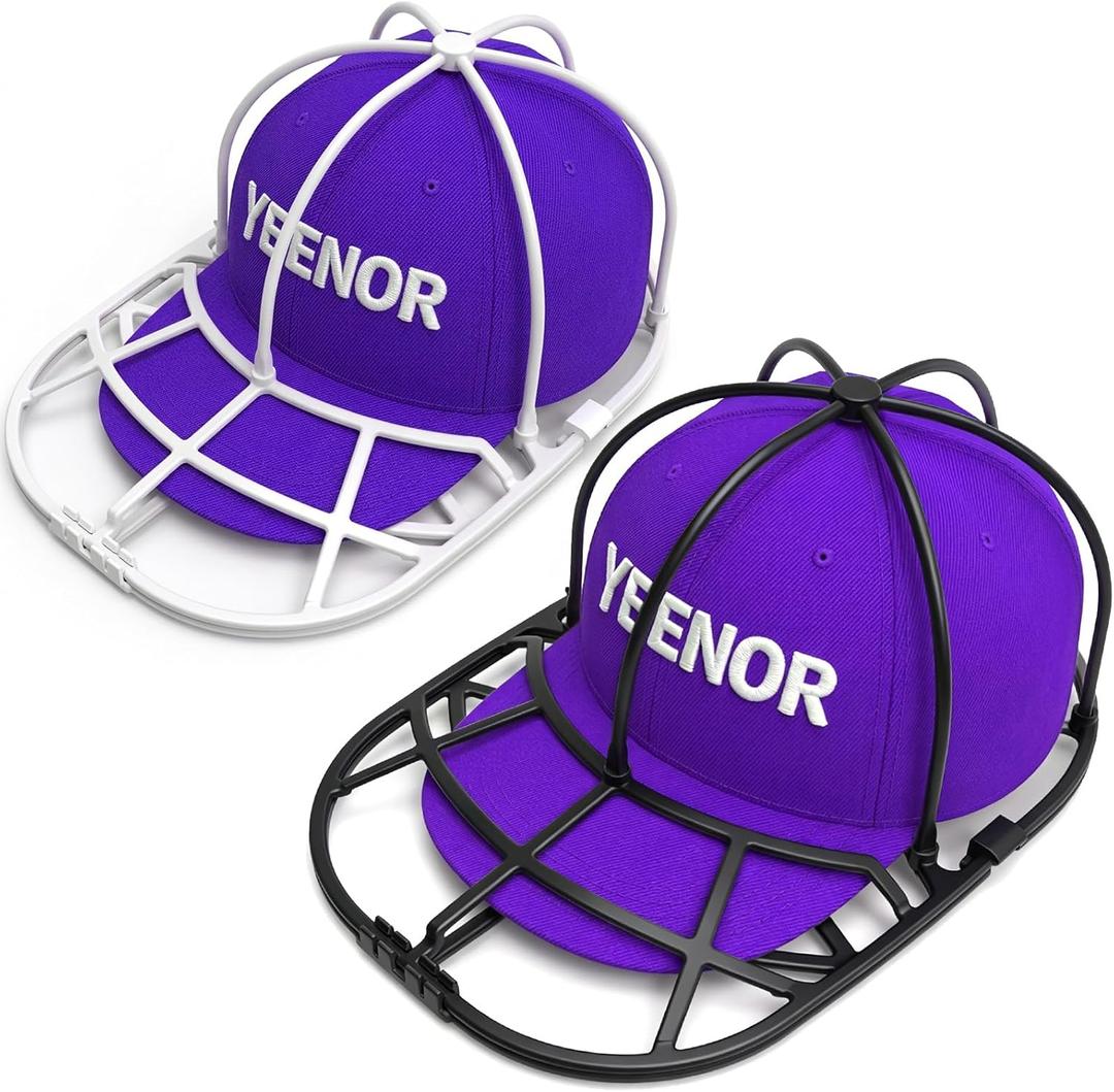 Hat Washer Cage for Washing Machine & Dishwasher Baseball Cap Cleaner Rack, Structured Cap Shaper Protector, 2-Pack (Assembly Required)