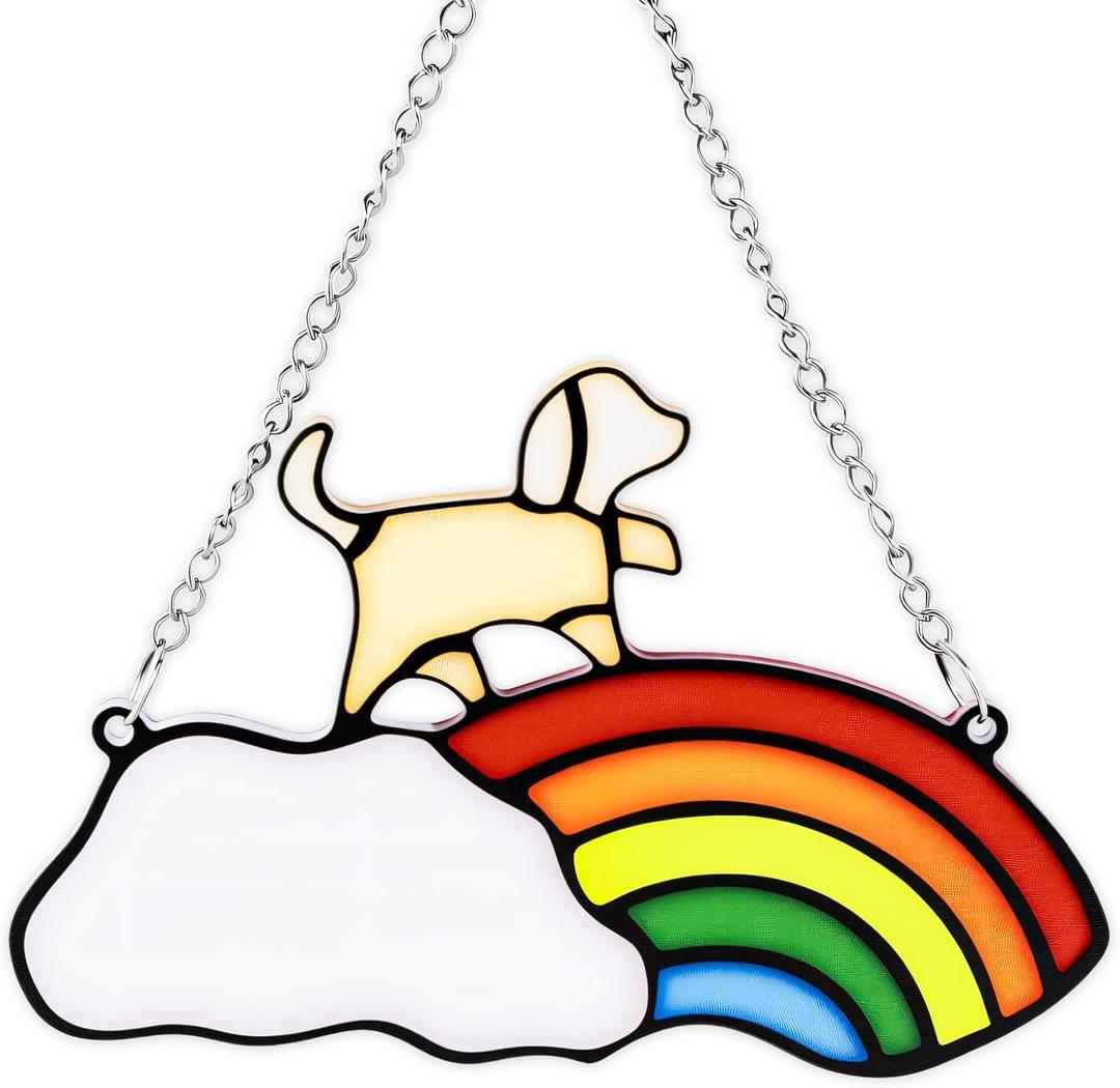 Rainbow Bridge Pet Memorial Gifts for Dogs Memorial Gifts for Loss of Dog Sympathy Gift Pet Loss Bereavement Remembrance Memory Ornaments for Dog Lovers in Memory of Pet Passing Away Window Hanging