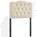 Modway Annabel Premium Linen Blend Twin Headboard in Linen - Soft Fabric Headboard Only with Diamond Button Tufting and 7 Height-Adjustable Positions