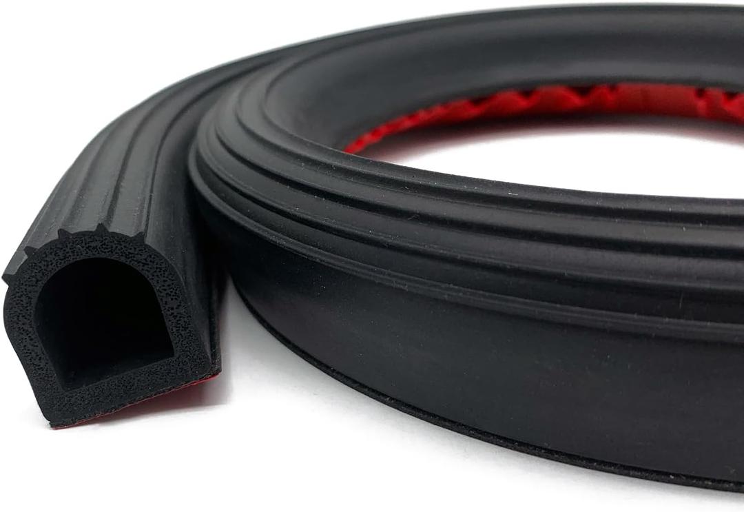 D Shape Rubber Weather Stripping (Black, (0.75INCH ; 0.75INCH) 10FT)