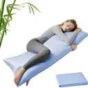 MR&HM Cooling Body Pillow Case 20"x54", Body Pillow Cover for Hot Sleepers, Breathable & Moisture Wicking, Soft Envelope Long Pillowcase, Rayon Derived from Bamboo & Polyester Blend, Light Blue