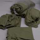 Love's cabin Queen Comforter Set Olive Green, 7 Pieces Queen Bed in a Bag, All Season Bedding Sets with 1 Comforter, 1 Flat Sheet, 1 Fitted Sheet, 2 Pillowcase and 2 Pillow Sham