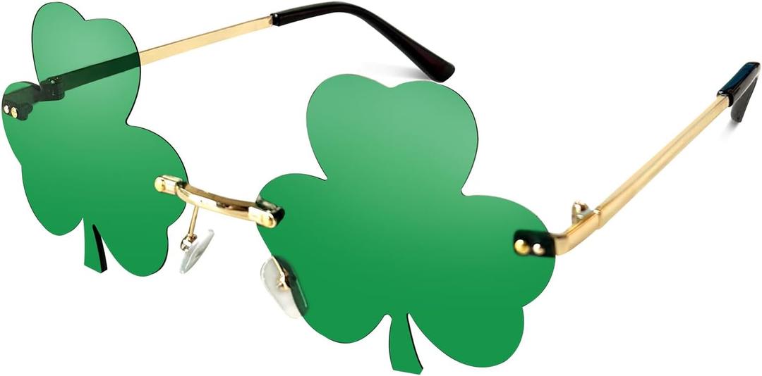 St Patricks Day Shamrock Sunglasses, Green Clover Party Glasses, Irish Festival Costume Accessories, Leprechaun Photo Props, Saint Patrick's Decorations & Parade Essentials