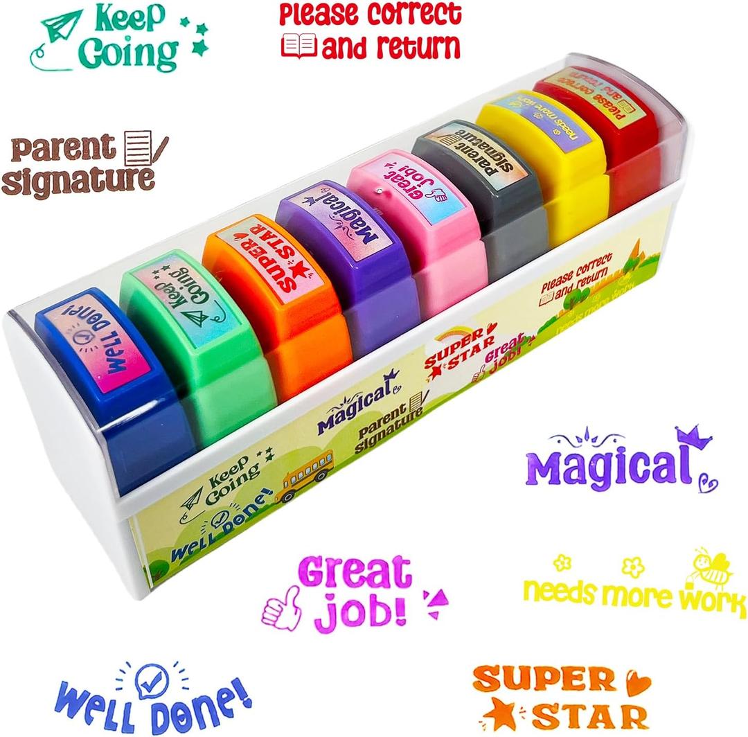 Teacher Stamps Self Inking Grading Motivational Encouraging Stamp School Classroom 8 Packs Teacher Appreciation Gift