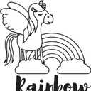 Girls Rainbow Beautiful Cartoon Wall Decal Decoration Cute Baby Unicorn Beautiful Rainbow and Clouds Lasts Years and Easily Removable - Size: 18 in(W) x 20 in(H)