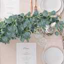 Sggvecsy 4 Pack Artificial Eucalyptus Garland Greenery Leaves Handmade 3D Silk Vines Silver Dollar Leaves Faux Leaf Plants for Wedding Wall Table Party Home Fireplace Bedroom Decor