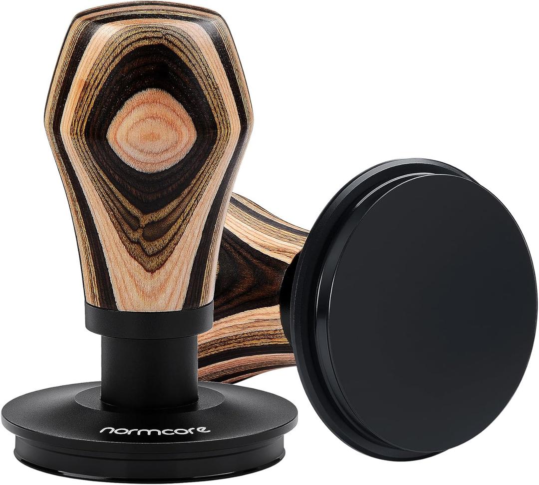 Normcore 53.3mm Coffee Tamper V4.1, Spring Loaded Tamper with Titanium PVD Coating Flat Base, Espresso Tamper Fits 54mm Breville Sage Portafilters, Colorful Wood Handle