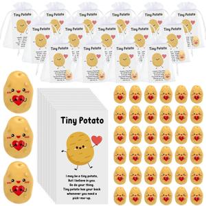 Huwena 30 Set Graduation Inspirational Potato Gift Bulk Resin Cute Tiny Positive Realistic Potato Hug Heart Funny Card Organza Bag Support Gift for Office Coworker Employee Teacher Staff Volunteer