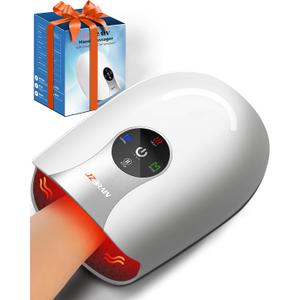 Hand Massager with Heat and Compression : Cordless Heated Hand Massage for Arthritis and Carpal Tunnel, Hand Therapy for Pain Relief 4 Modes 6 Intensities, Portable Rechargeable (White)