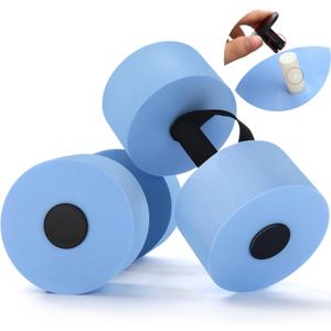 Soulchen Pool Exercise Equipment Water Dumbbells Pool Resistance Aerobic Weights EVA Foam Dumbbell with Handle Strip for Aqua Therapy Water Aerobics Weight Loss Fitness(Pale Blue,Medium)