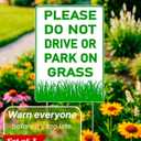 128 inch 3X Please Do Not Drive Or Park On Grass Double Sided Plastic Signs with Metal Wire H-Stakes - Stay Off Lawn Sign - No Parking on Grass - No Parking Private Driveway - Keep Off The Yard Sign