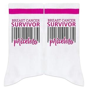 Breast Cancer Survivor Priceless Cancer Socks, Cancer Gift, Socks For Chemo Cancer, Awareness Cancer, Survivor Gift, Cancer Gifts, Chemotherapy Must Haves For Women. (023)