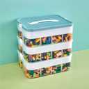 Toy Storage Organizer for Lego, 3 Tier Stackable Storage Bin Transparent Building Bricks Puzzle Craft Plastic Container Organizing Sorter for Kids, Green (Large)