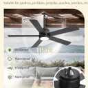 Fanbulous 52" Outdoor Ceiling Fan with Light and Remote, IP65 Waterproof, Plug-in Design with 10FT Cord, 6-Speeds, 3CCT, Hook Hanging Fan for Gazebo Patio Porch Garage Canopy(Black)