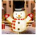 30.32 Inch Lighted Snowman Decorations, Battery Operated Christmas Lights for Porch Patio Yard, Waterproof Collapsible Xmas Decor