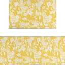 Yellow Floral Kitchen Rug Mat Spring Country Kitchen Rugs Sets of 2 Washable Kitchen Floor Mats Non-Slip Yellow Kitchen Decor, 1'5" x 3'11"