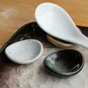 Small Ceramic Spoon Rest 3PCS for Coffee Tea Spoon Kitchen Counter Dining Table Decor, Stable Glaze Sauce Tray Porcelain Utensil Spoon Holder for Stove Top Coffee Bar Easy Clean (Orbicular-2)
