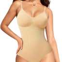 Nebility Shapewear for Women Tummy Control Shapewear Bodysuits Seamless Body Shaper Waist Trainer Body Suit, M-L 