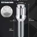 GAsupply M12x1.5 Lug Bolts 32mm Shank, 20pcs Chrome 12x1.5 Spline Lug Bolt Conical/Cone Seat with 1pcs 3/4" 19mm & 13/16" 21mm Stock Stud Key