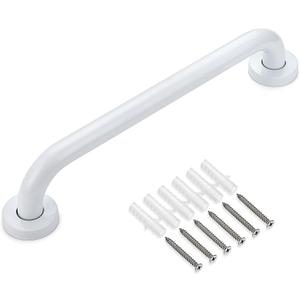 Sumnacon 16 Inch Anti-Slip Grip Bath Grab Bar - Sturdy Stainless Steel Shower Handle with Screws, Safety Handicap Shower Bar for Bathtub Toilet Bathroom Kitchen Stairway Handrail, White