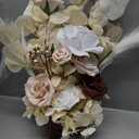 Ling's Moment 17.5" Tall Standing Artificial Flowers Arrangements 4 pcs Fall Wedding Aisle Runner Chair Decorations White Beige Centerpieces for Ceremony Reception Rose Floral Party Outdoor