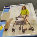 Medline Steel Rollator Walker with Seat, Burgundy, 350 lb. Weight Capacity, 6 Wheels, Foldable, Adjustable Handles, Rolling Walker for Seniors, Walker for Mobility Impaired