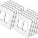 BESTTEN [10 Pack] 2 Gang Screwless Decorative Outlet Cover, Mid-Size Wall Plate, H4.88" x W4.93", Faceplate Cover for Decorator Receptacle Outlet & Switch, USWP4 Glossy Off White