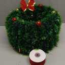 Suncalla 6 Pcs Christmas Tinsel Wreaths with Christmas Balls for Outdoor Cemetery Tinsel Wreath with Bows Ribbon for Xmas Holiday Indoor Outdoor Cemetery Window Lamp Post Car Decorations(10 Inches)