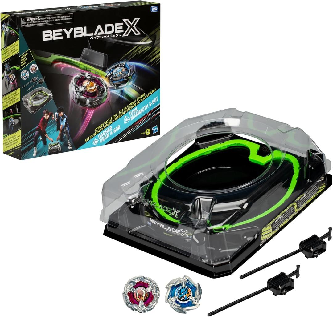 Beyblade X Xtreme Battle Set with Beystadium Arena Featuring X-Celerator Rail, 2 Right-Spinning Top Toys, 2 Launchers, Toys for Boys and Girls, 8+, 17.2 x 14 inches