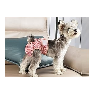 wegreeco Washable Reusable Premium Dog Diapers,Pack of 2, Dog Puppy & Doggy Diapers Female,Dog Period Panties Diapers Female in Heat (Large (15"-17" Waist), Flower-2)