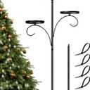 Christmas Tree Topper, 35.4'' Triple Topper Candle Holder, 3 Tier Black Candle Holder for Christmas Tree, Light up for Indoor Bedroom Kitchen Decorations