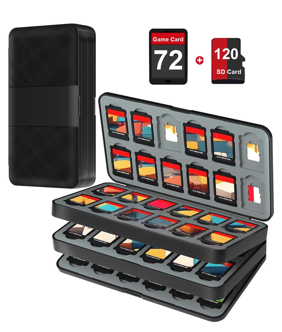 fivtek Switch Game Case for Nintendo Switch 2/Switch/OLED/Lite, Magnetic Games Case Holder with 72 Cartridge & 120 Micro SD Card Slots, Portable Game Cover Organizer Switches Gift Accessories