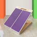 Adjustable Foot Incline Wooden Slant Board For Calf Stretching,440lb Capacity, Balance Velour Stretcher Ankle Stretch Knee Leg Boards Squats Wedge Exercise Pilates Fitness Portable Equipment (Purple)