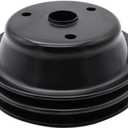 1 PC SHLPDFM Crankshaft Pulley Black Steel Double-Groove LWP Long Water Pump Compatible with Small Block Chevy SBC 262 265 267 283 302 305 307 327 350 400