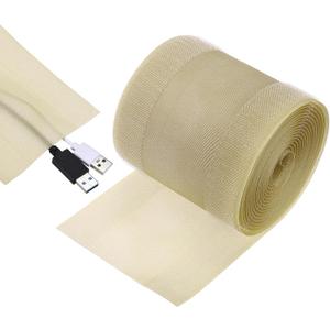 MECCANIXITY Carpet Cord Cover, 10ft Floor Cover Cord Strip Wire Protector Cable Management for Office Home, Khaki