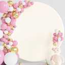 Wokceer 7.2FT Round Backdrop Cover Round Arch Covers Ivory Spandex Circle Balloon Arch Backdrop Cover for Wedding Birthday Party Baby Bridal Shower Decor