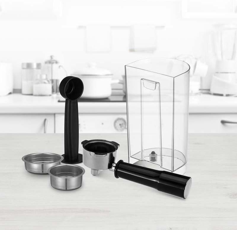 51mm Coffee Espresso Portafilter/Espresso Machine Holder, 2 ears, Black Handle, Stainless Steel Filter Cup Holder & water container
