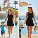 Daci Womens Tankini Swimsuits with Skirt - Two Piece Tummy Control Bathing Suits High Neck Swimwear (Black, XL)