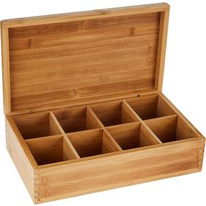 Lipper International 8188 Bamboo Wood Tea Box with 8 Compartments, 123/8" x 73/8" x 33/5"