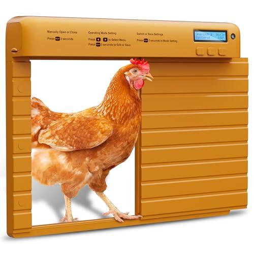 Automatic Chicken Coop Door Battery Powered with Timer & Light Sensor, LCD Display Chicken Coop Door with Timer & Light Sensor, Auto Chicken Door with Anti-Pinch Feature