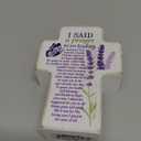 Dicksons I Said A Prayer For You Today, Purple/White 3.88 x 2.75 Inch MDF Wood Tabletop Block Cross Sign Plaque