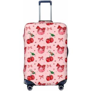 Travel Luggage Cover Cherry Disco Ball Bows, High Elasticity Washable Travel Baggage Protector Case Fits 29-32 in