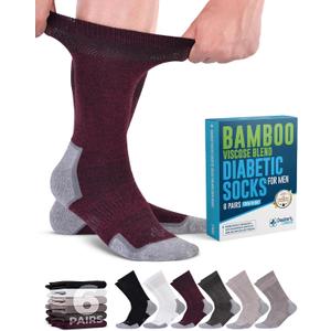 Doctor's Select Bamboo Viscose Black Diabetic Socks for Men - 6 Pairs Crew Stretch Top Mens Diabetic Socks (Large) Doctor's Select Bamboo Viscose Black Diabetic Socks for Men - 6 Pairs Crew Stretch Top Mens Diabetic Socks (Large)