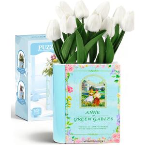 MYLARREN 3D Puzzle Vase for Adults Kids, 120 Pcs Puzzle Book Vase for Flowers, Arts and Crafts for Kids 4-6, Adults, Girls, Cute Unique Vases for Book Shelf Decor, Books Lover Gifts for Women(Anne) (Anne of Green Gables)