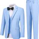 Boy Suits 5 Pieces Formal Suit Set with Adjustable Waist Kids Dress Suit for Wedding Prom (Blue, 12Y)