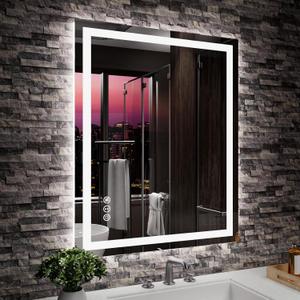 Amorho LED Mirror for Bathroom, 24" X30" Mirror with Front Light and Backlit, Stepless Dimmable, Shatter-Proof, Memory, 3 Colors, Wall Mount (Horizontal/Vertical)